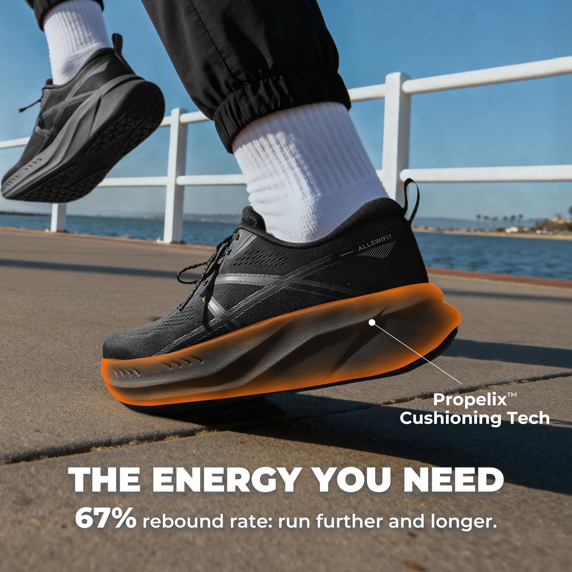 ALLSWIFIT Men's Road Running Shoes Cushion Tennis Shoes Non-Slip Comfortable Lightweight Gym Workout Athletic Arch Support Walking Sneakers Active5K - Image 5