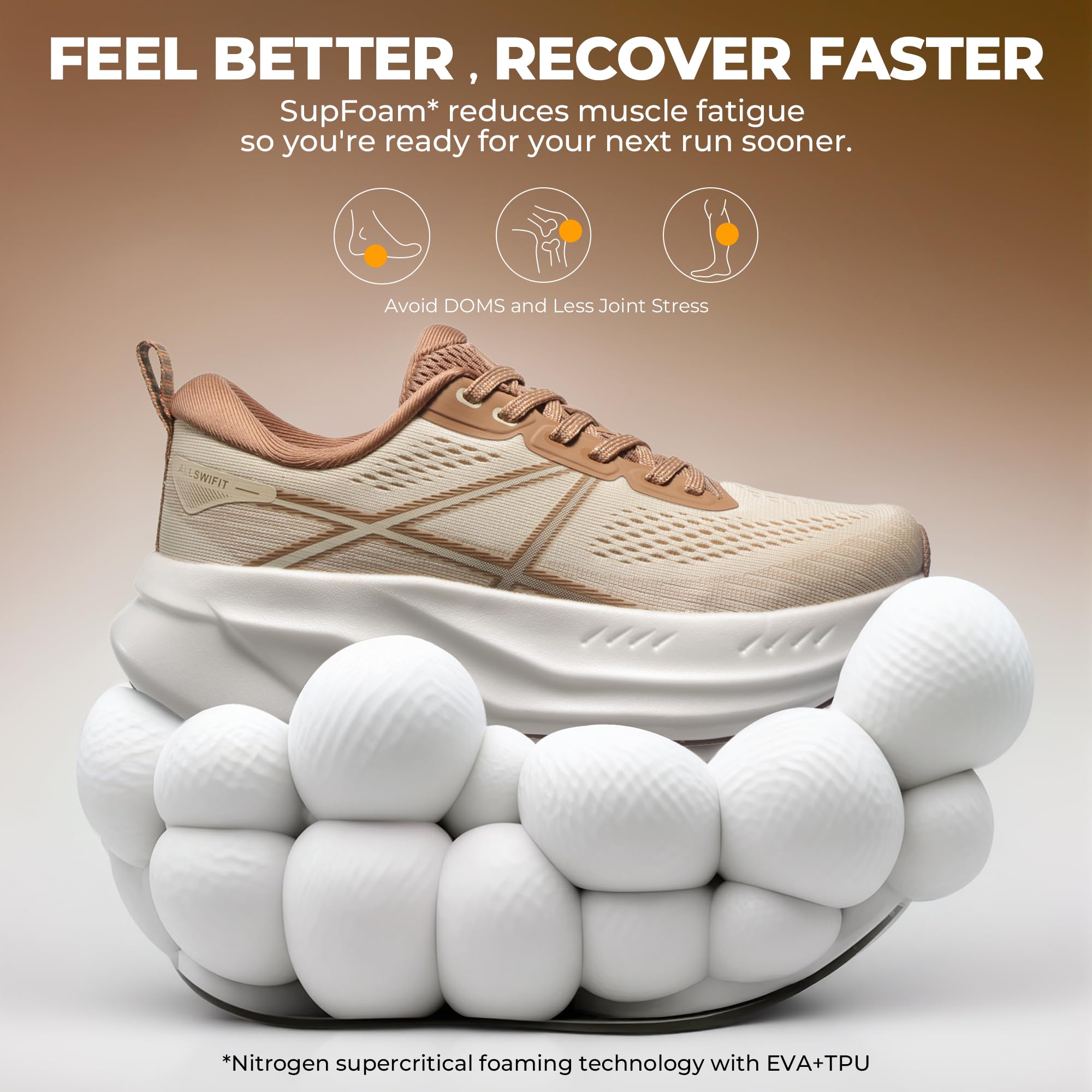 ALLSWIFIT Women's Road Running Shoes Cushion Tennis Shoes Non-Slip Comfortable Lightweight Gym Workout Athletic Arch Support Walking Sneakers Active5K - Image 3