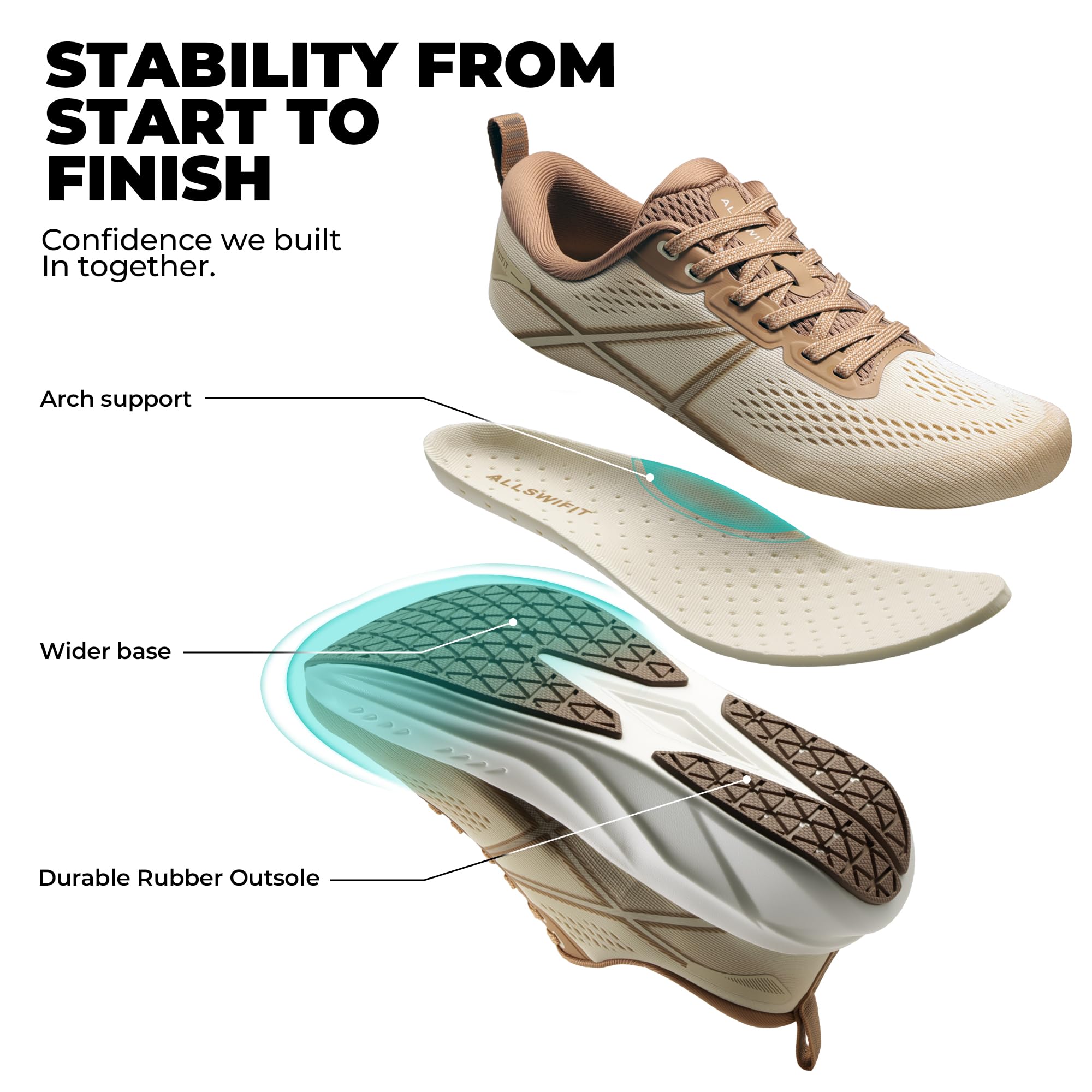 ALLSWIFIT Women's Road Running Shoes Cushion Tennis Shoes Non-Slip Comfortable Lightweight Gym Workout Athletic Arch Support Walking Sneakers Active5K - Image 7