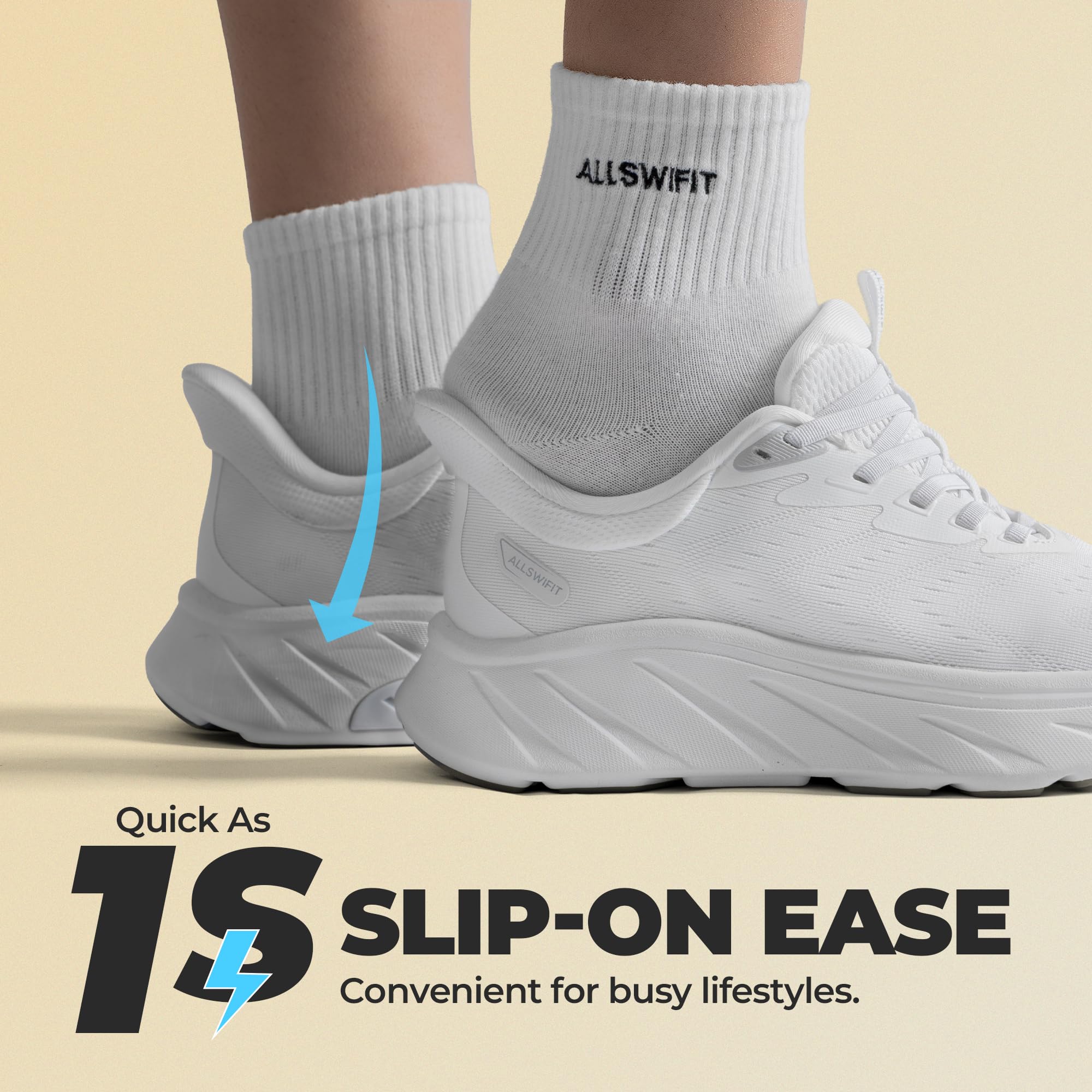 ALLSWIFIT Women's Slip On Stability Walking Shoes Cushioning Hands Free Non-Slip Breathable Comfortable Workout Tennis Running Gym StediBase Fashion Sneakers - Image 4