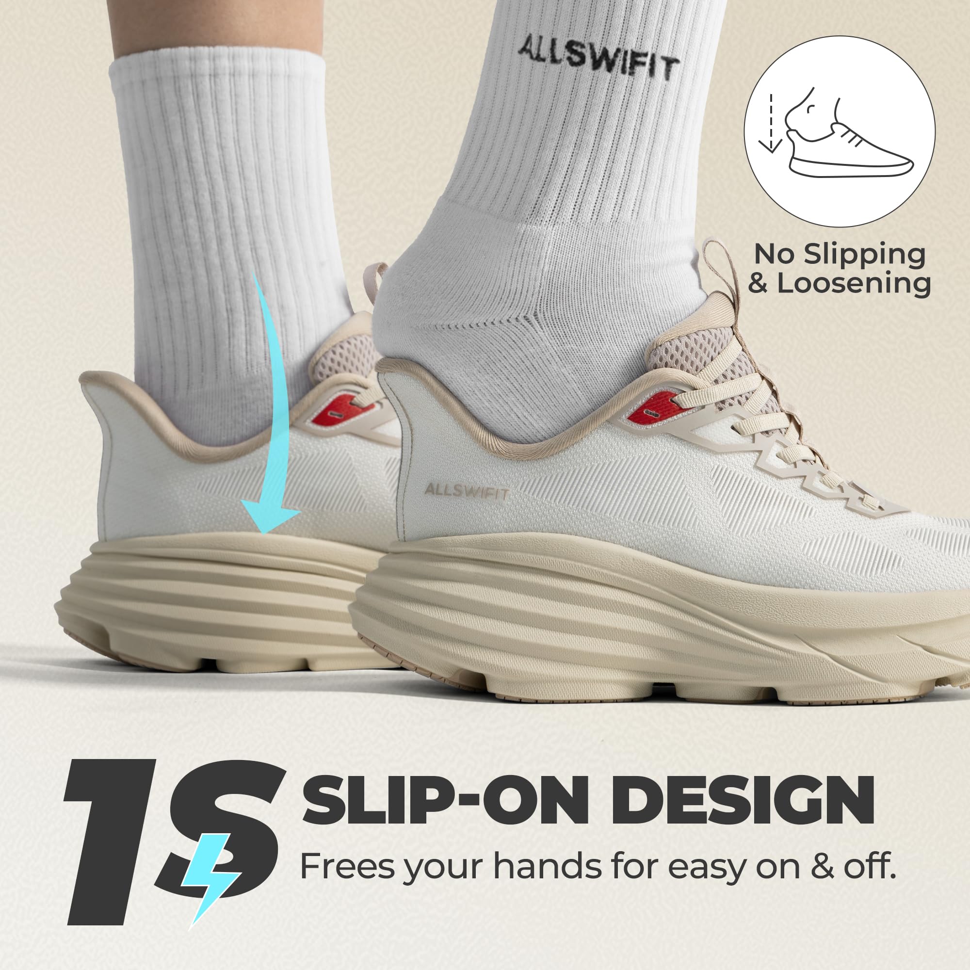 ALLSWIFIT Women's Slip On Walking Shoes Hands-Free Cushion Running Tennis Non-Slip Comfortable Gym Workout Athletic Breathable Fashion Sneakers ActiveFlow - Image 5