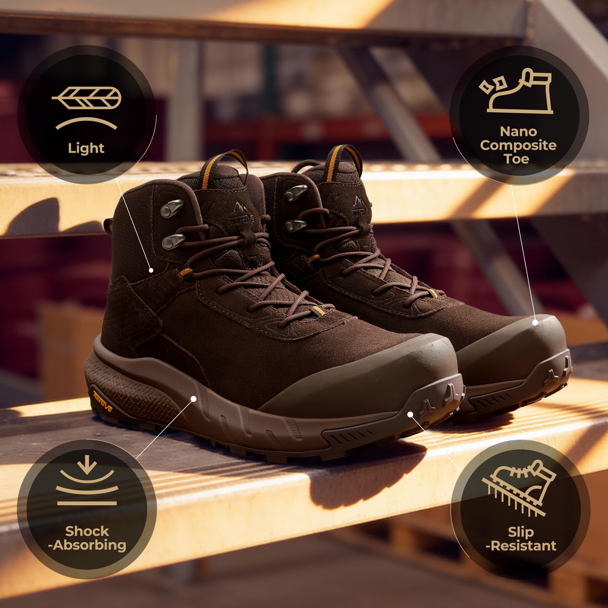 NORTIV 8 Composite Toe Boots for Men – Waterproof Lightweight Non-Slip ASTM F2412-24 & ASTM F2913-24 Safety Work Boots for Warehouse & Construction, VaporGuard-Nano - Image 4