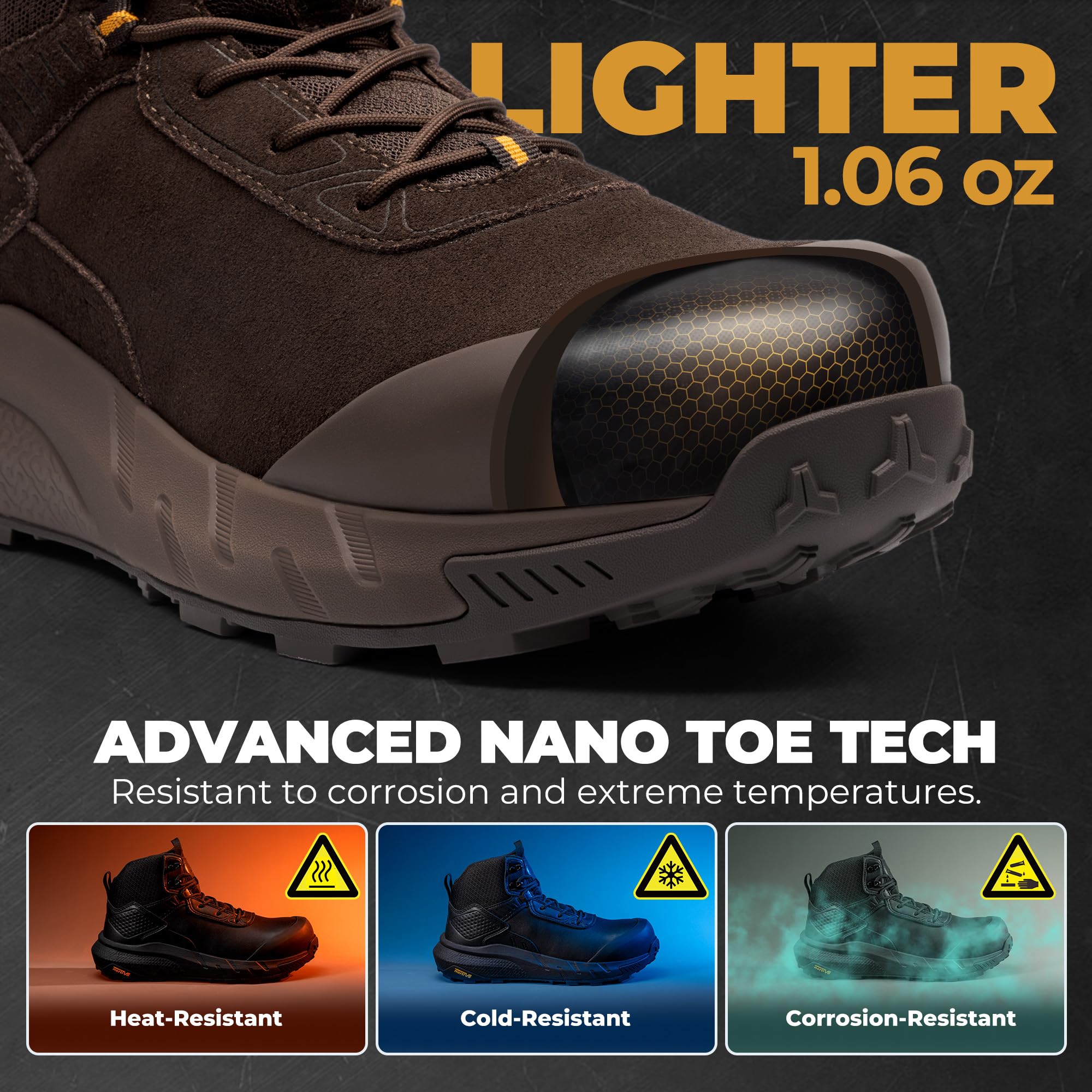 NORTIV 8 Composite Toe Boots for Men – Waterproof Lightweight Non-Slip ASTM F2412-24 & ASTM F2913-24 Safety Work Boots for Warehouse & Construction, VaporGuard-Nano - Image 6