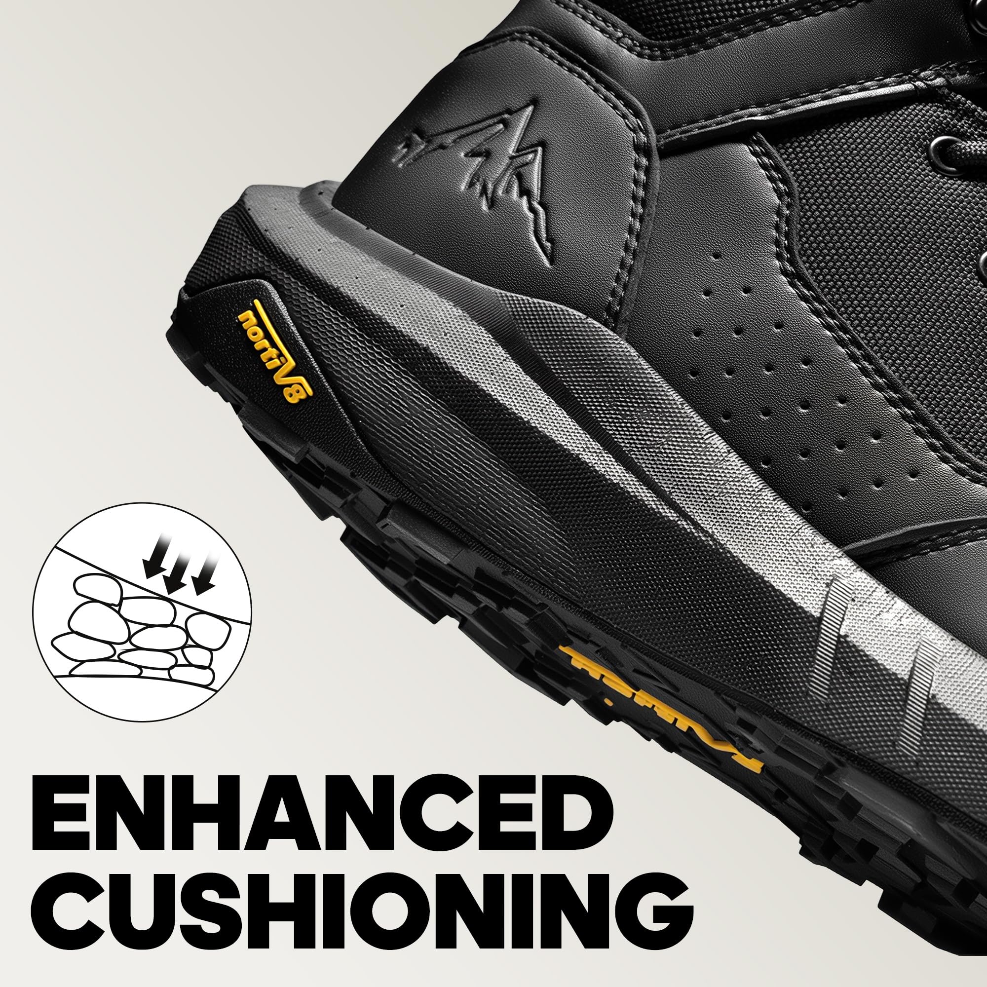 NORTIV 8 Men's Breathable Military Tactical Combat Boots Side Zipper Arch Support Leather Lightweight Motorcycle Work Hiking Boots 8 Inches DesertStorm - Image 3