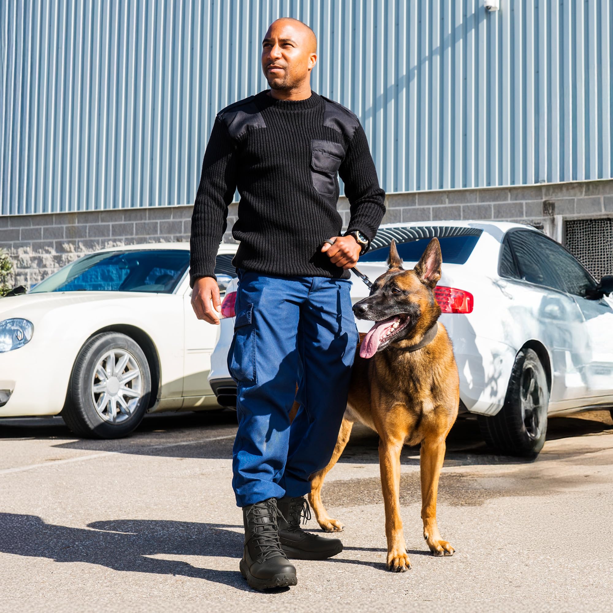 NORTIV 8 Men's Breathable Military Tactical Combat Boots Side Zipper Arch Support Leather Lightweight Motorcycle Work Hiking Boots 8 Inches DesertStorm - Image 9