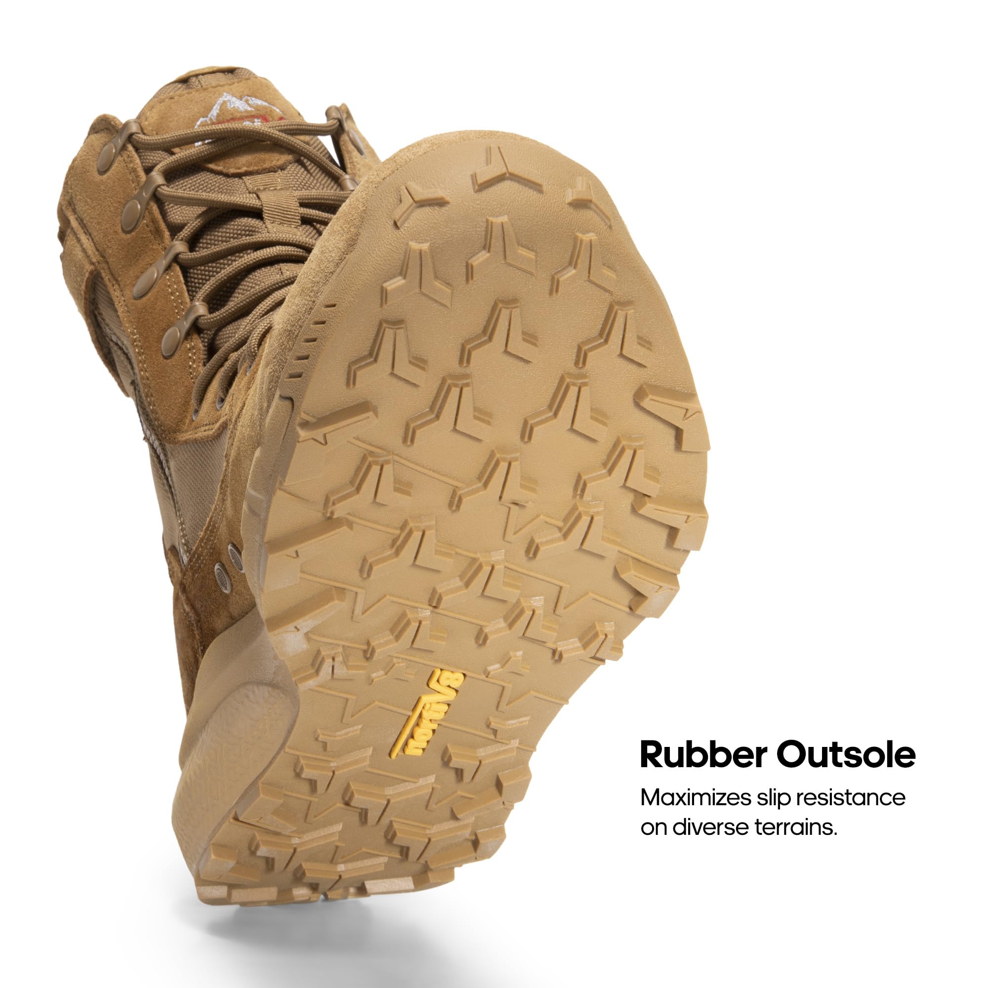 NORTIV 8 Men's Breathable Tactical Military Work Boots Side Zipper Leather Lightweight Hiking Motorcycle Combat Boots 8 Inches Peakforce - Image 7