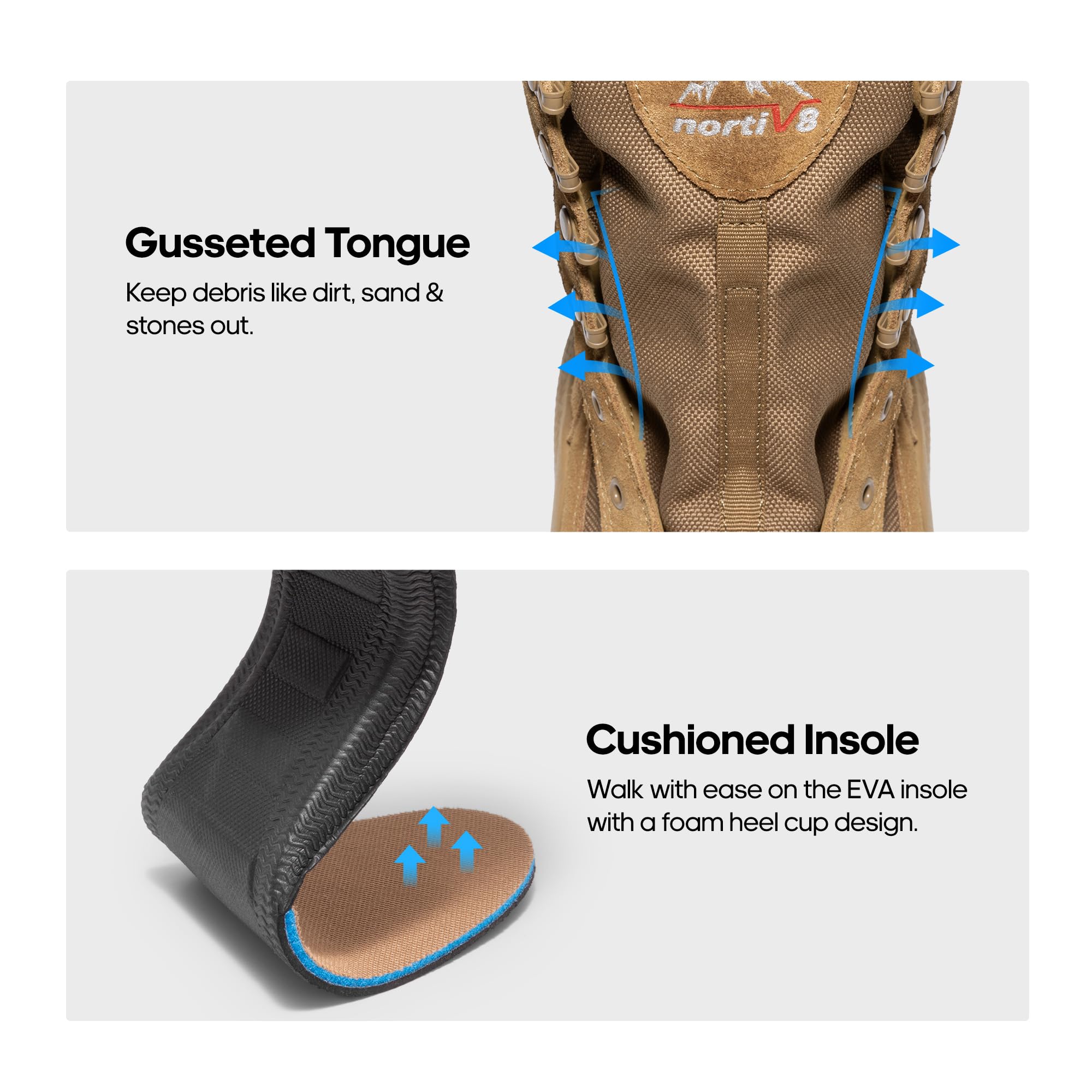 NORTIV 8 Men's Breathable Tactical Military Work Boots Side Zipper Leather Lightweight Hiking Motorcycle Combat Boots 8 Inches Peakforce - Image 8