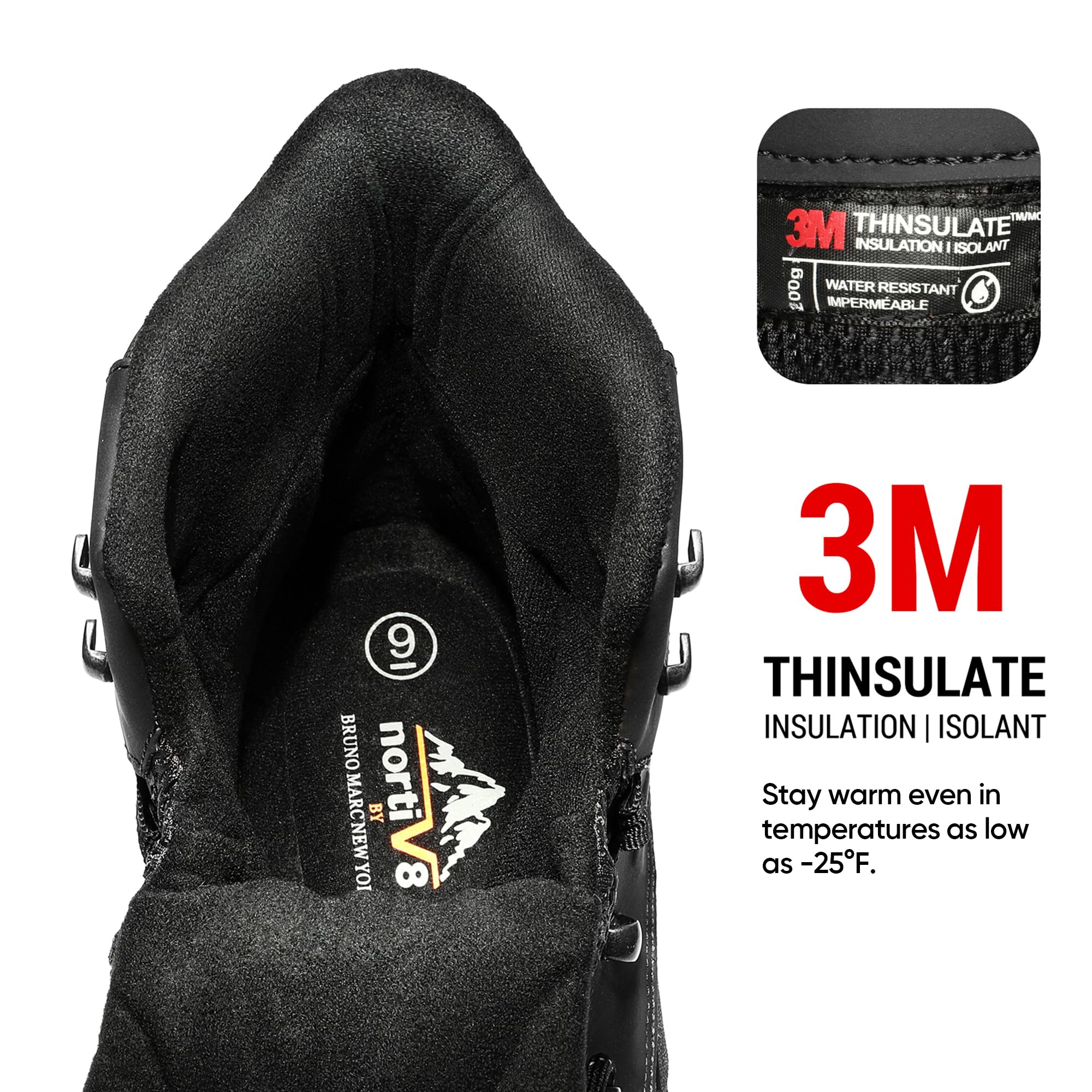 NORTIV 8 Men's Insulated Waterproof Construction Hiking Winter Snow Boots - Image 4