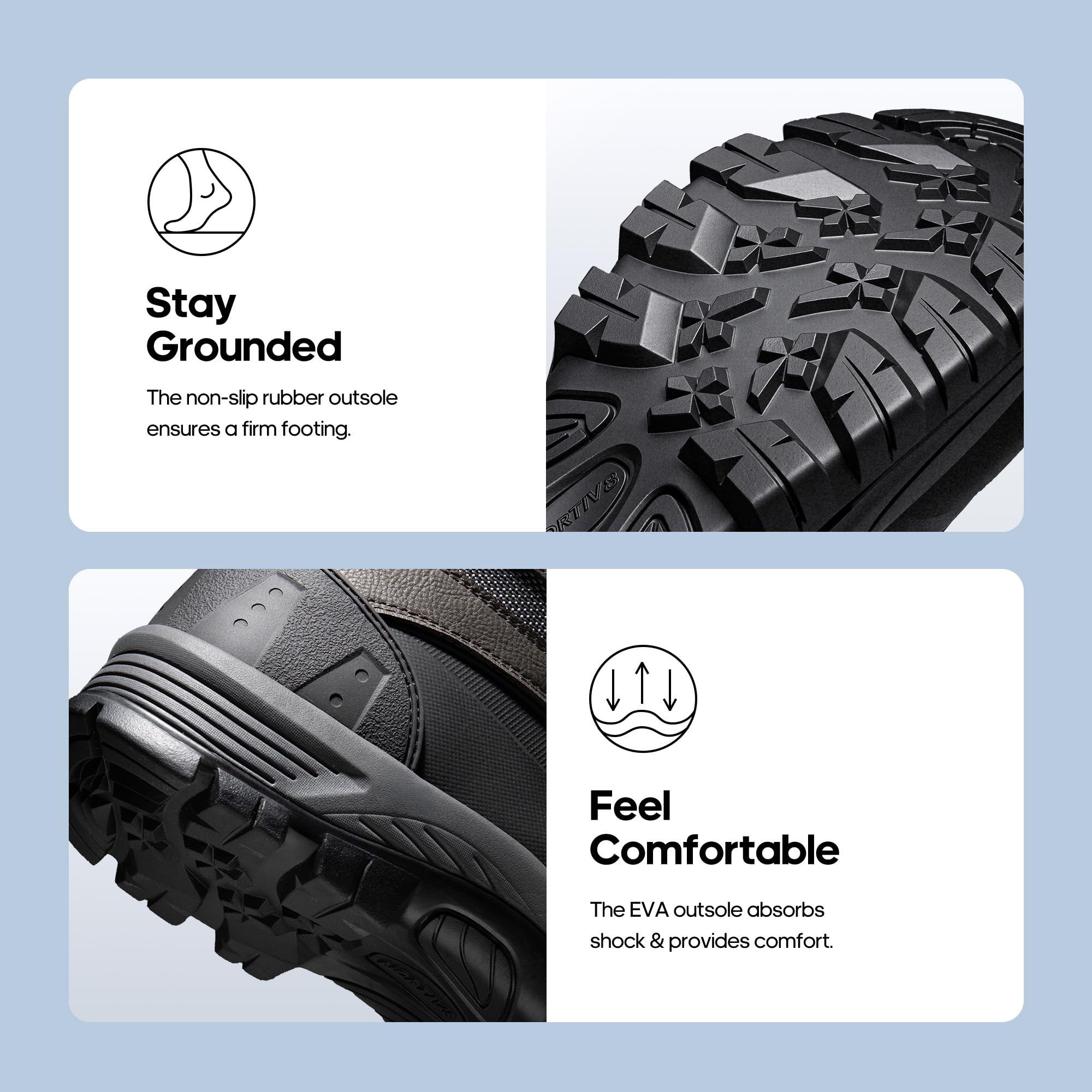 NORTIV 8 Men's Insulated Waterproof Construction Rubber Sole Winter Snow Ski Boots - Image 6