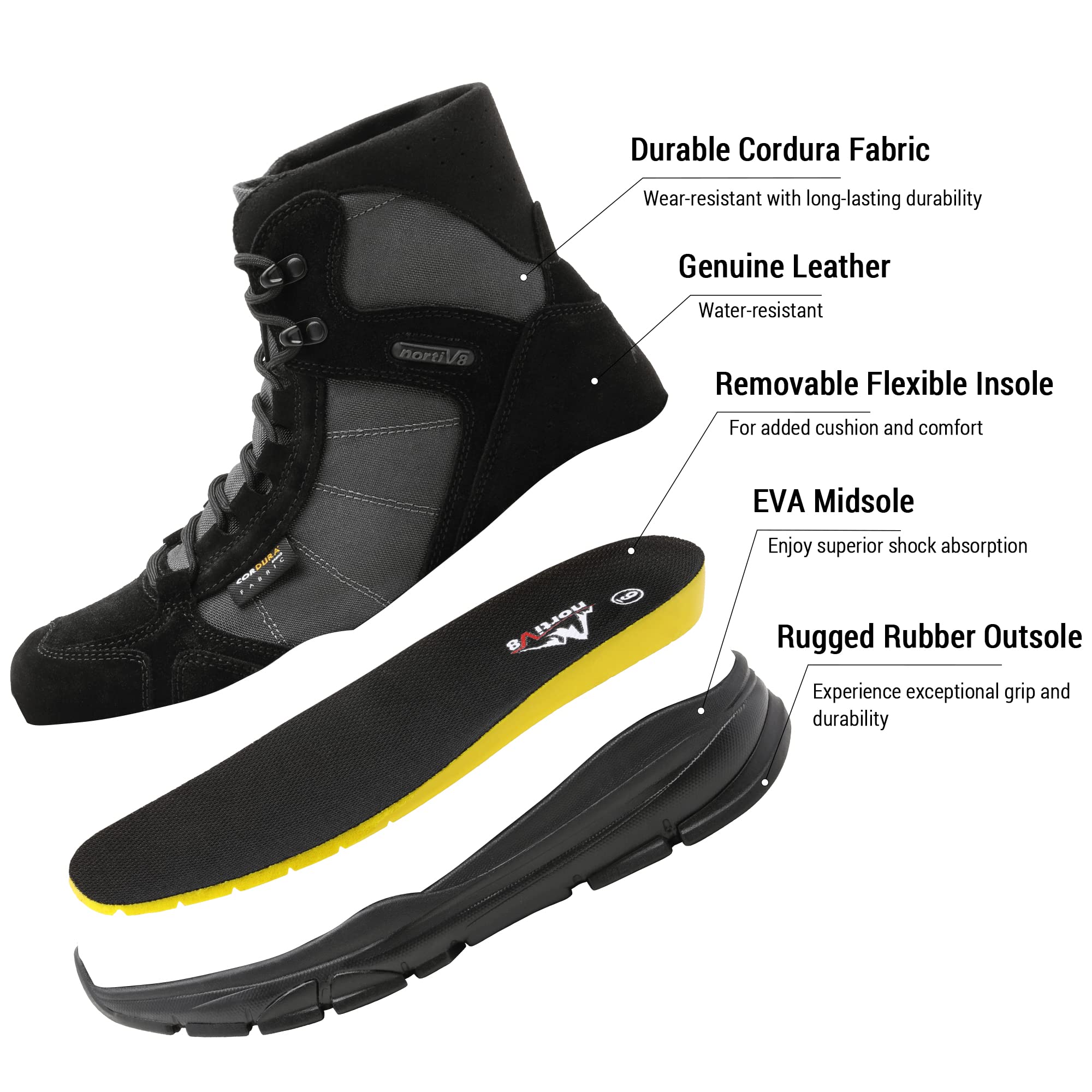 NORTIV 8 Men's Lightweight Military Tactical Work Boots Outdoor Hiking Motorcycle Combat Boots - Image 5