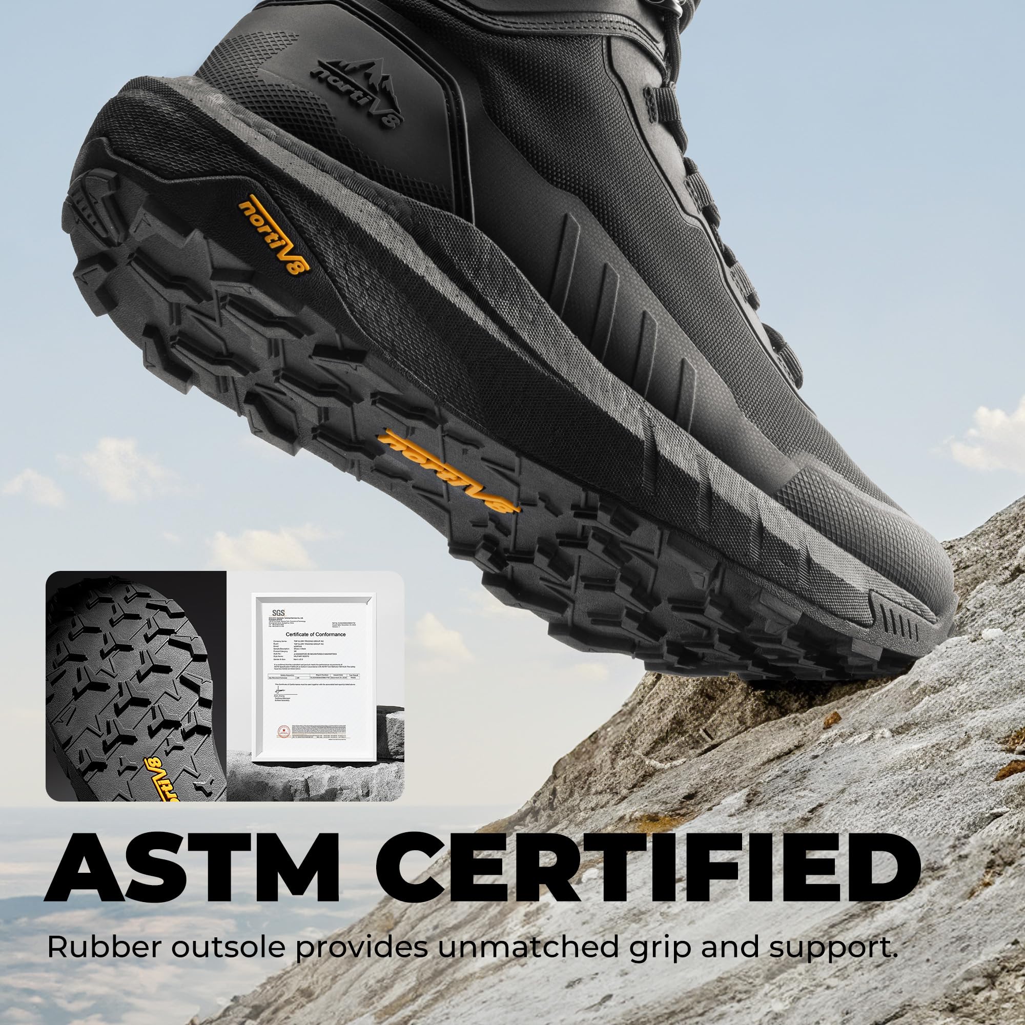 NORTIV 8 Men's Tactical Hiking Lightweight Cushion Sole for Work All Day Side Zipper Motorcycle Combat Military Boot Arch Support 8 Inches Terrascope - Image 4