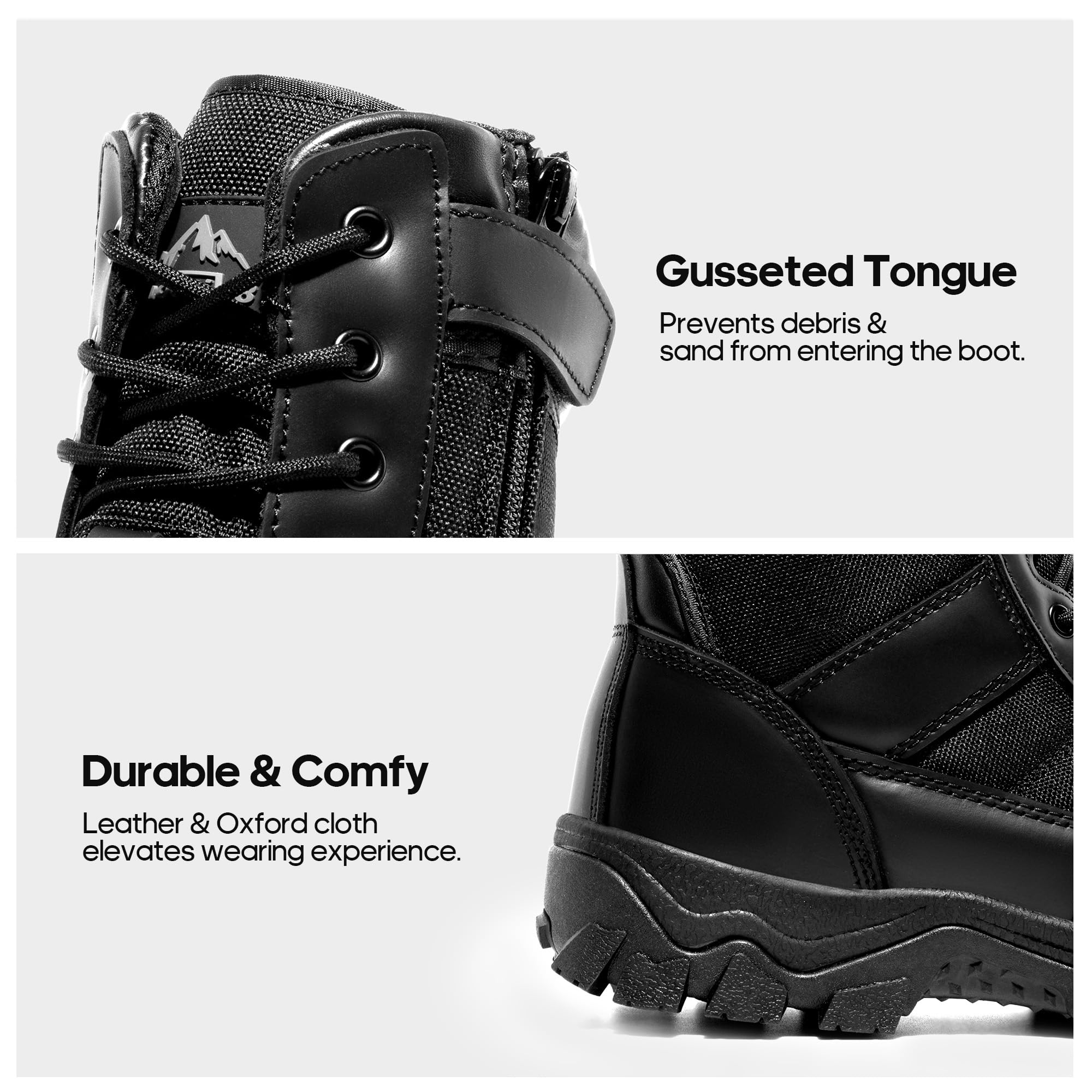 NORTIV 8 Men's Tactical Military Work Boots Side Zipper Outdoor Motorcycle Combat Boots 8 Inches 2.0 Trooper-pro - Image 5