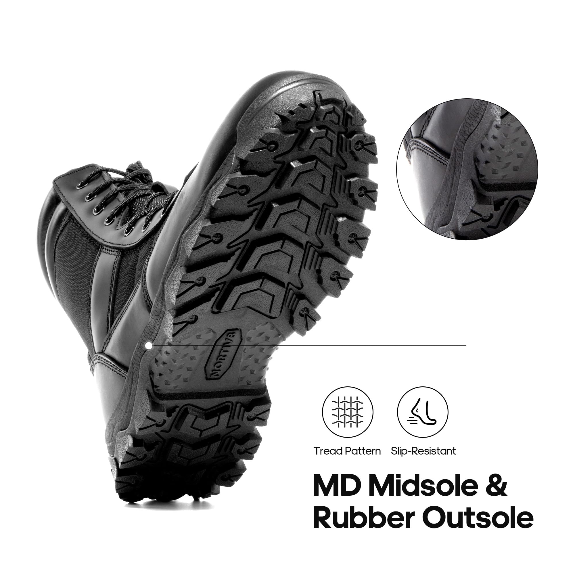NORTIV 8 Men's Tactical Military Work Boots Side Zipper Outdoor Motorcycle Combat Boots 8 Inches 2.0 Trooper-pro - Image 6