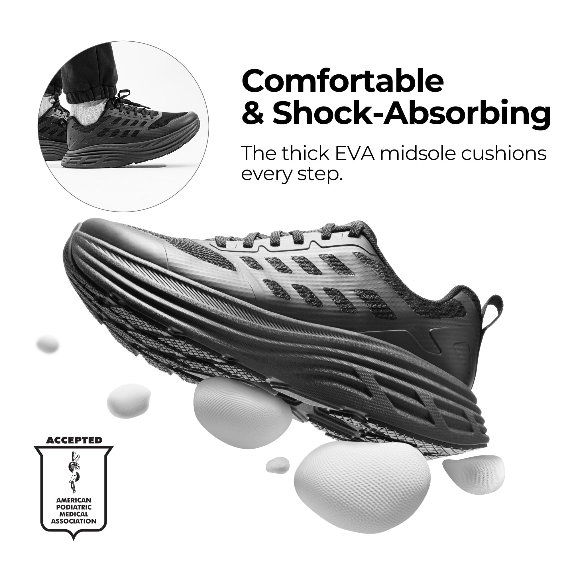 NORTIV 8 Men's Walking Running Tennis Cushioning Shoes ActiveFloat Non Slip Athletic Gym Workout Jogging Comfortable Sneakers - Image 3
