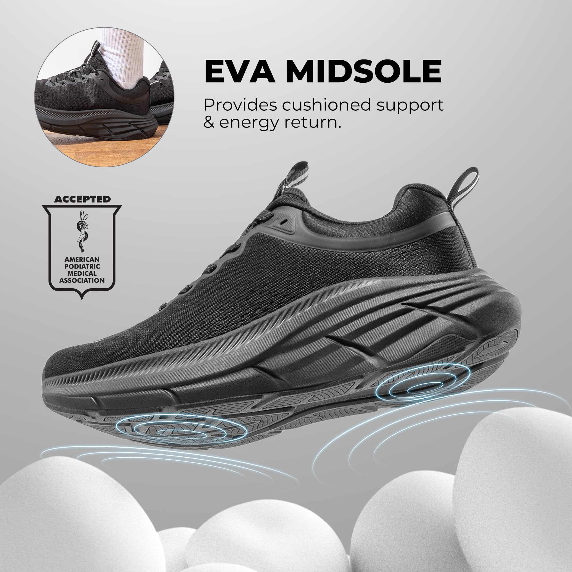 NORTIV 8 Men's Walking Shoes Running Tennis Cushioning ActiveBreeze Non Slip Athletic Gym Workout Comfortable Fashion Sneakers - Image 3