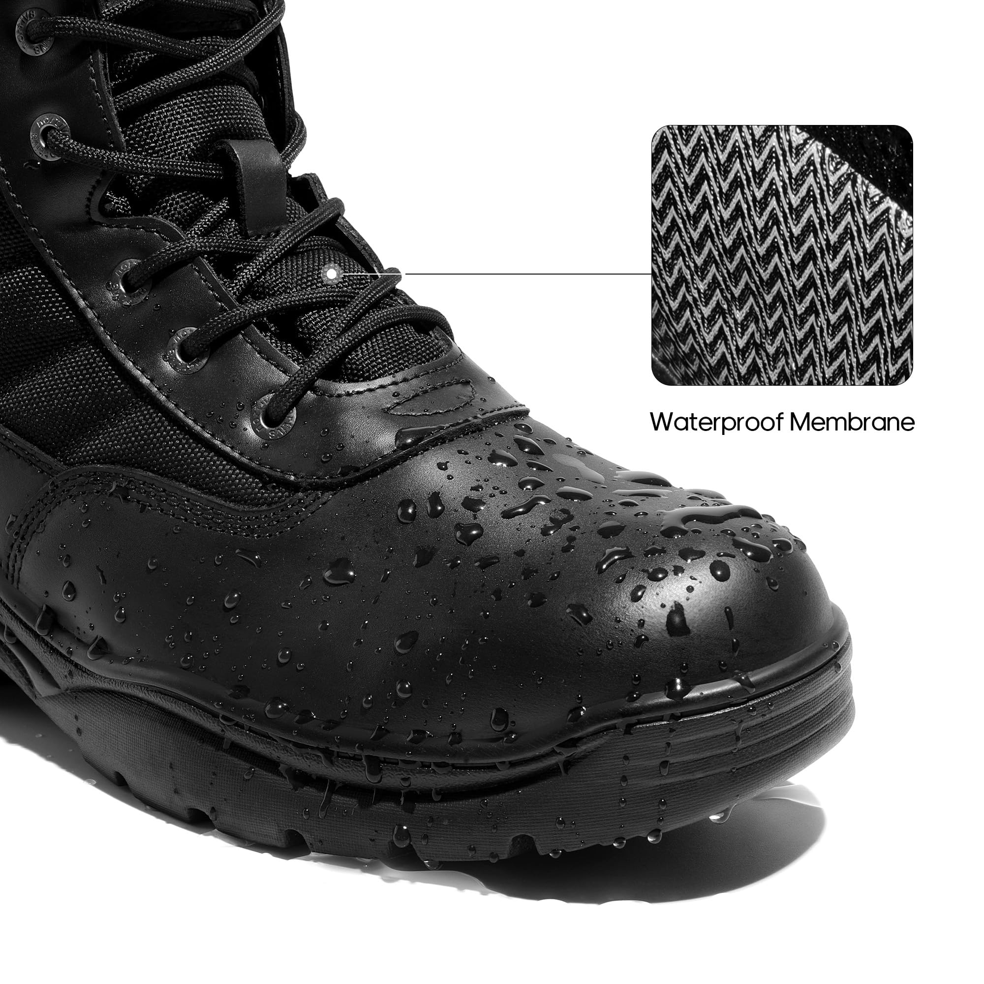 NORTIV 8 Men's Waterproof Tactical Work Boots Leather Outdoor Hiking Military 6 Inches Motorcycle Combat Boots - Image 3