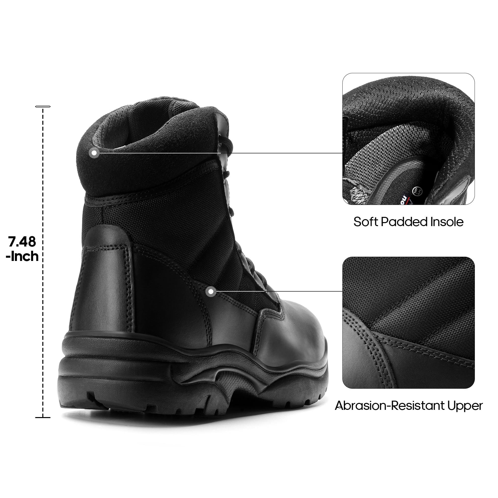 NORTIV 8 Men's Waterproof Tactical Work Boots Leather Outdoor Hiking Military 6 Inches Motorcycle Combat Boots - Image 4