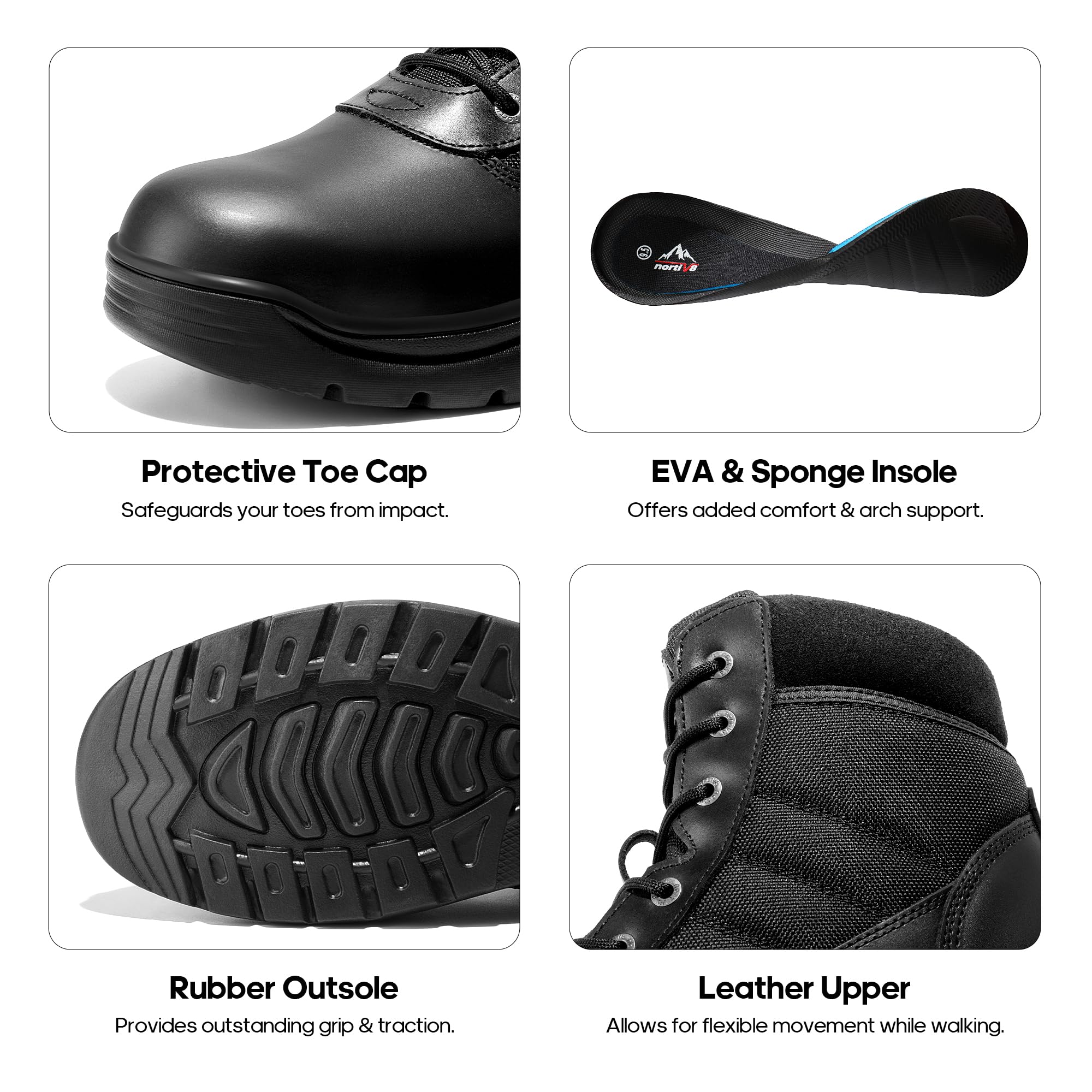 NORTIV 8 Men's Waterproof Tactical Work Boots Leather Outdoor Hiking Military 6 Inches Motorcycle Combat Boots - Image 5