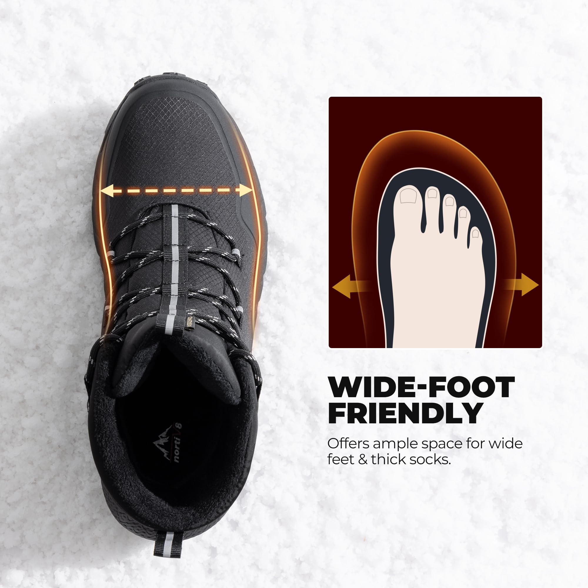 NORTIV 8 Men's Wide Winter Boots Grip on Snow Ice Insulated Waterproof Lightweight Comfortable Hiking Outdoor Boots - Image 6