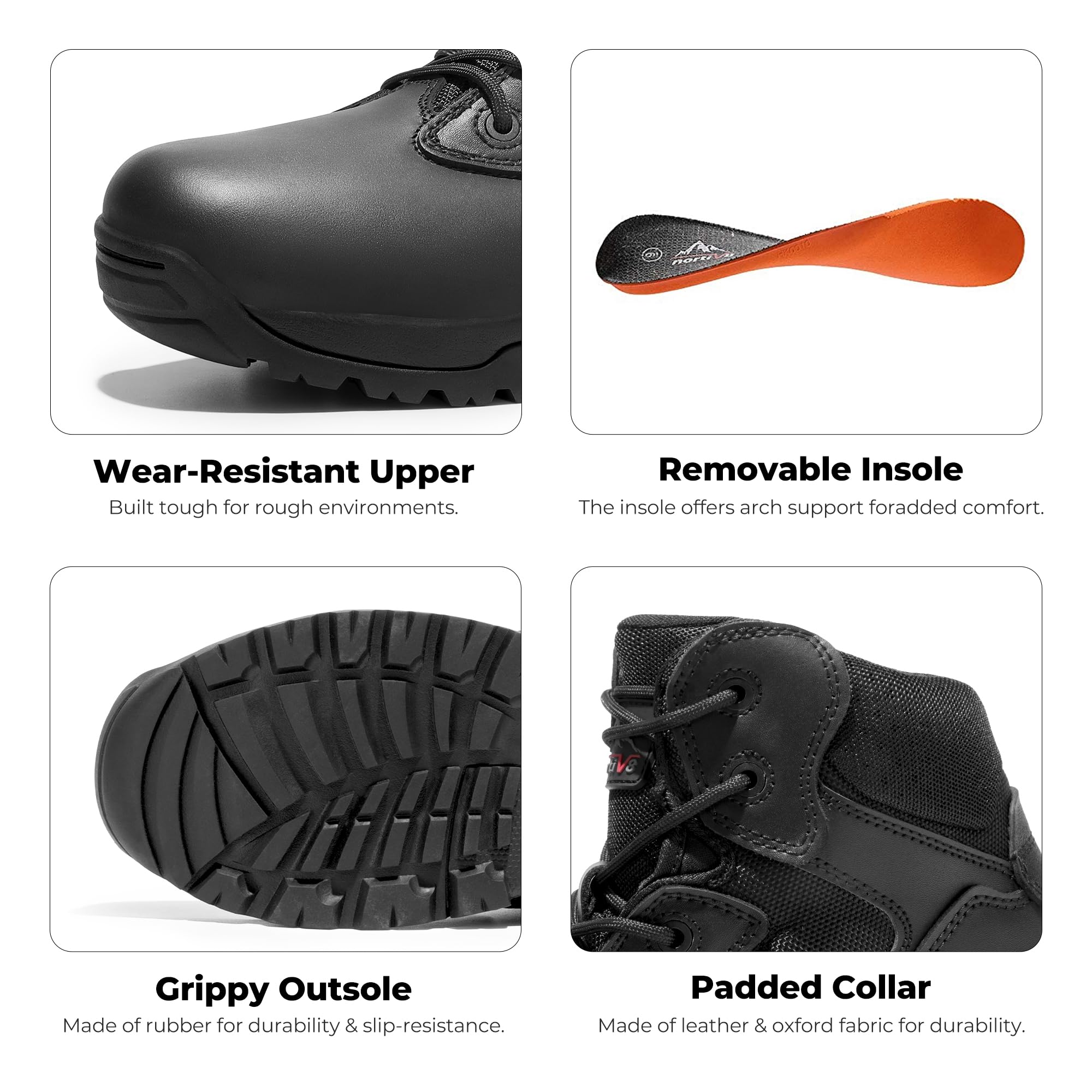 NORTIV 8 Mens Military Tactical Work Boots Side Zip Outdoor Hiking Leather Motorcycle Combat Boots - Image 5