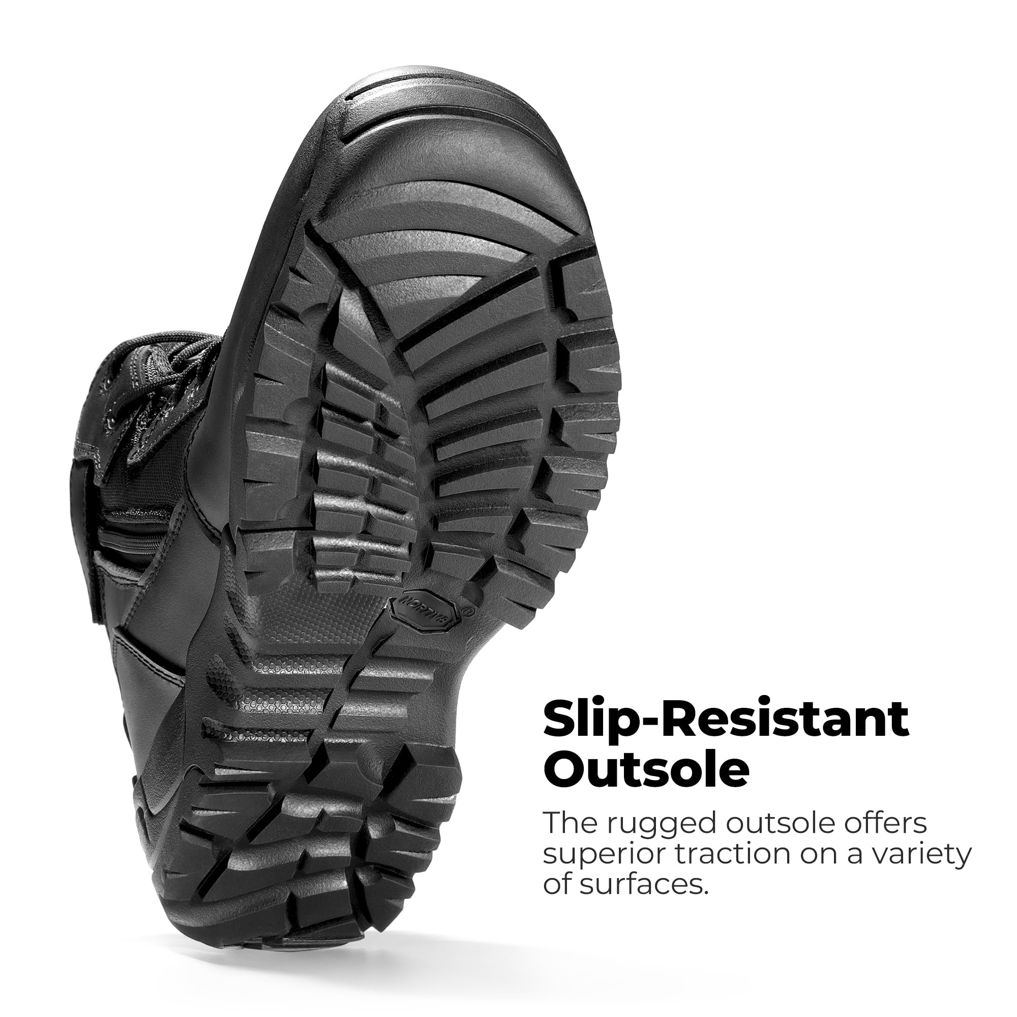 NORTIV 8 Mens Military Tactical Work Boots Side Zip Outdoor Hiking Leather Motorcycle Combat Boots - Image 6