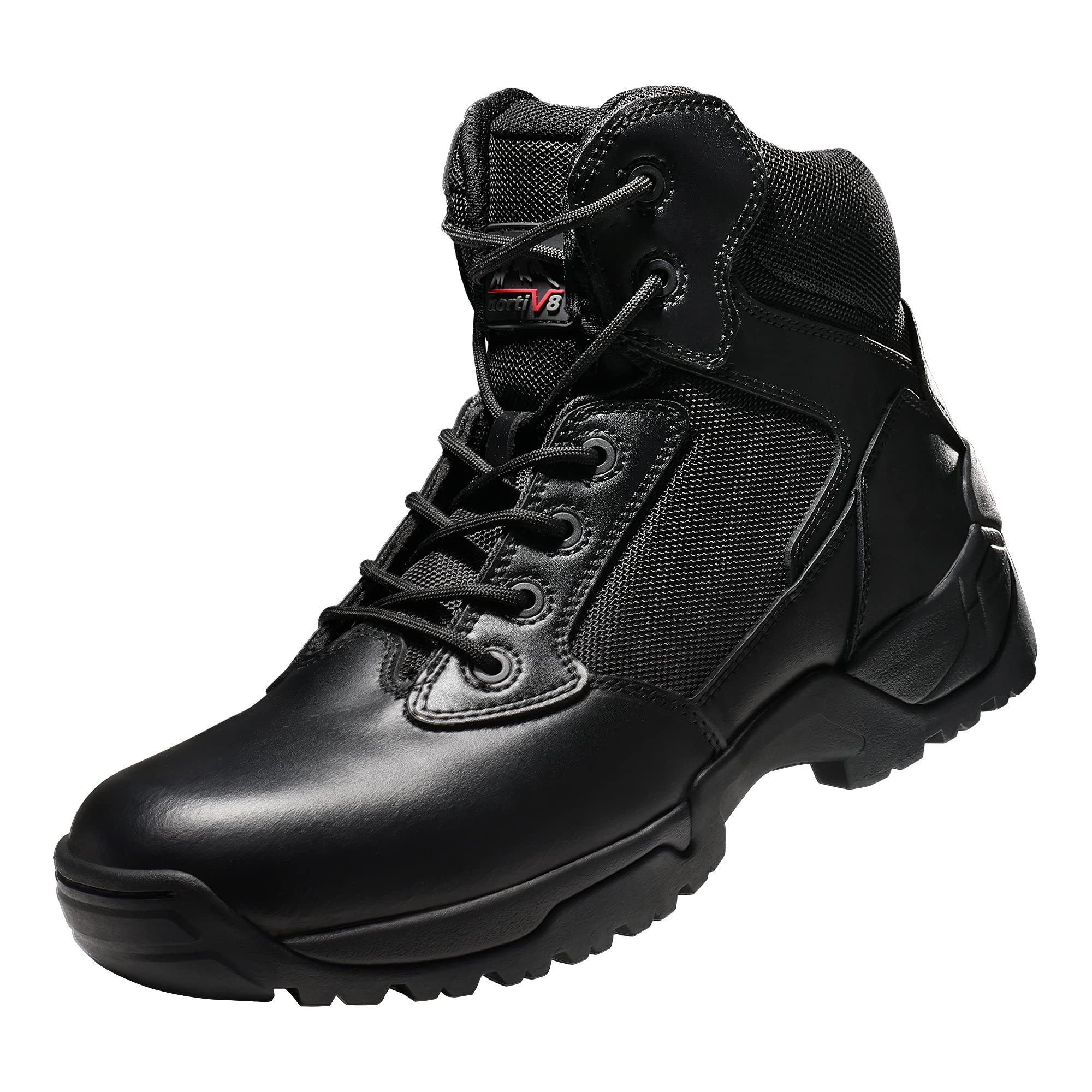 NORTIV 8 Mens Military Tactical Work Boots Side Zip Outdoor Hiking Leather Motorcycle Combat Boots - Image 7