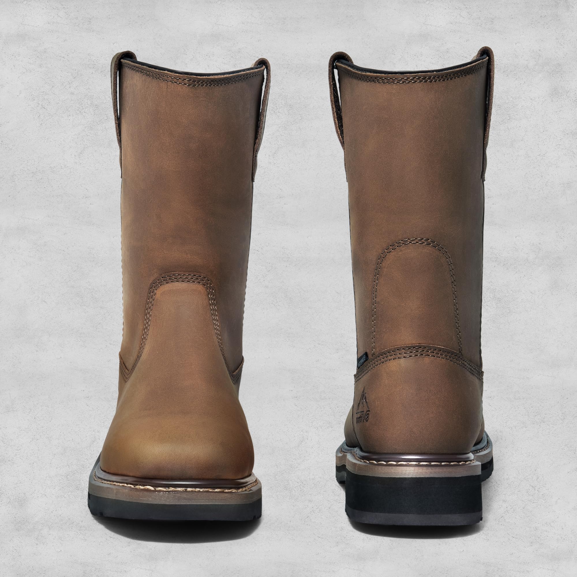 NORTIV 8 Steel Toe Work Boots for Men – Waterproof Pull on Wellington Cowboy Boots for Men with Full-grain Leather for Construction, Farming Bronco Stormrider - Image 7