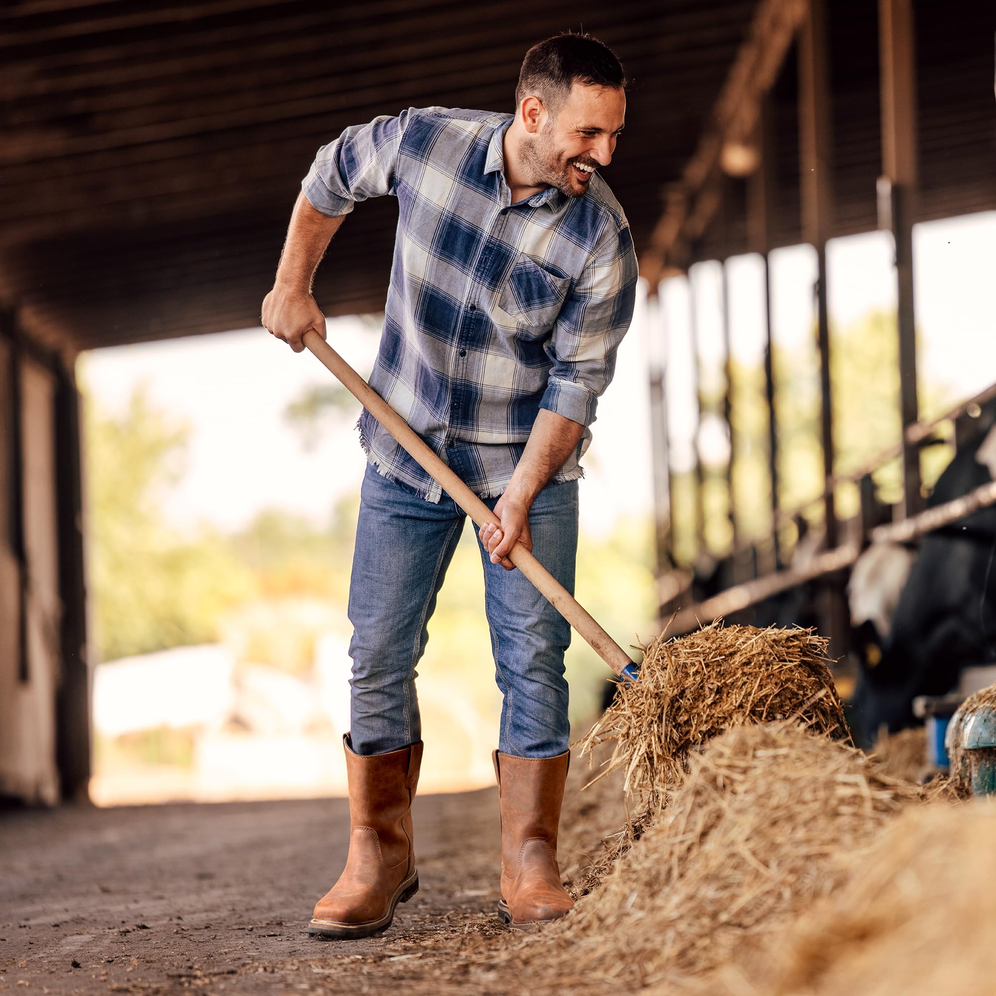 NORTIV 8 Steel Toe Work Boots for Men – Waterproof Pull on Wellington Cowboy Boots for Men with Full-grain Leather for Construction, Farming Bronco Stormrider - Image 8