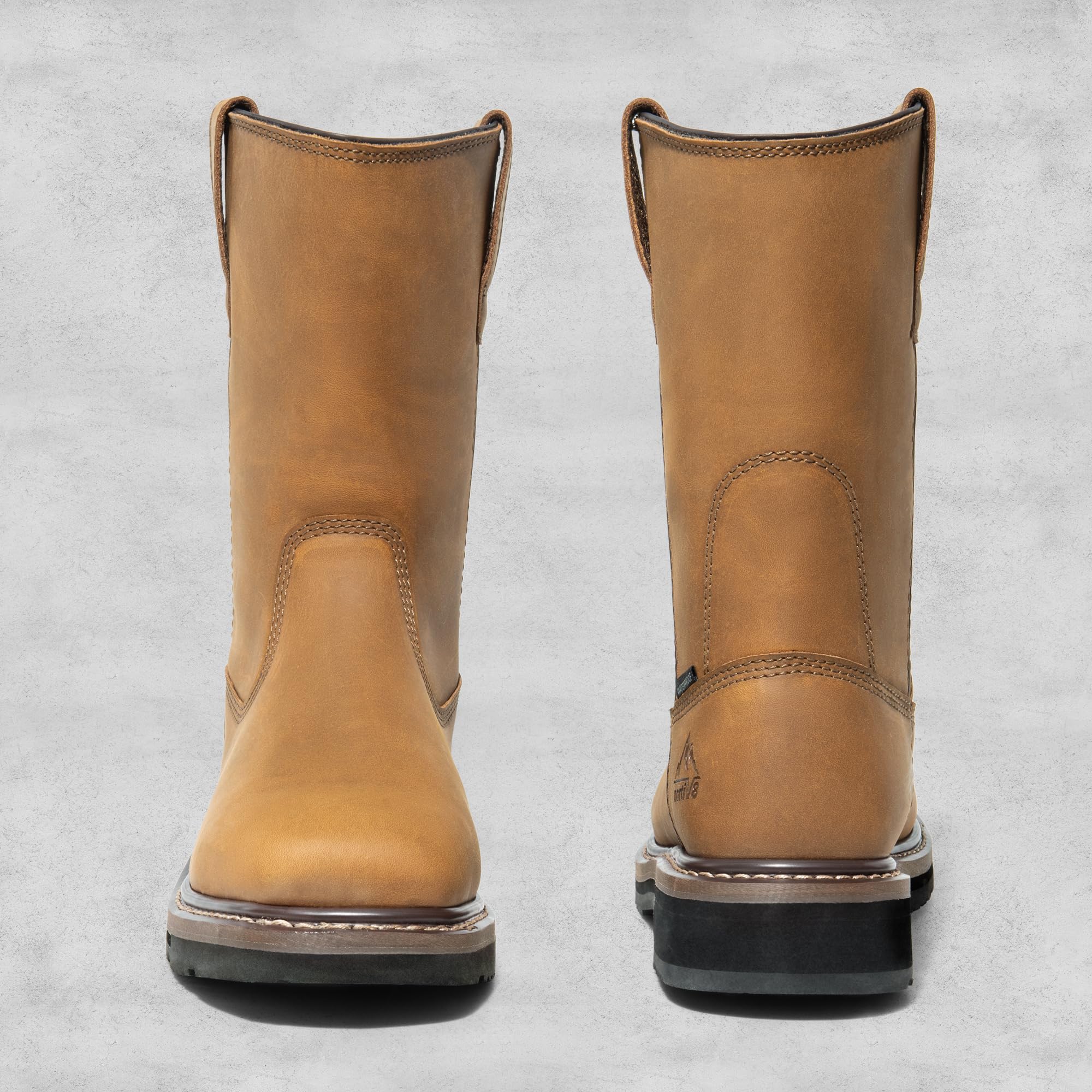 NORTIV 8 Steel Toe Work Boots for Men – Waterproof Pull on Wellington Cowboy Boots for Men with Full-grain Leather for Construction, Farming Bronco Stormrider - Image 7