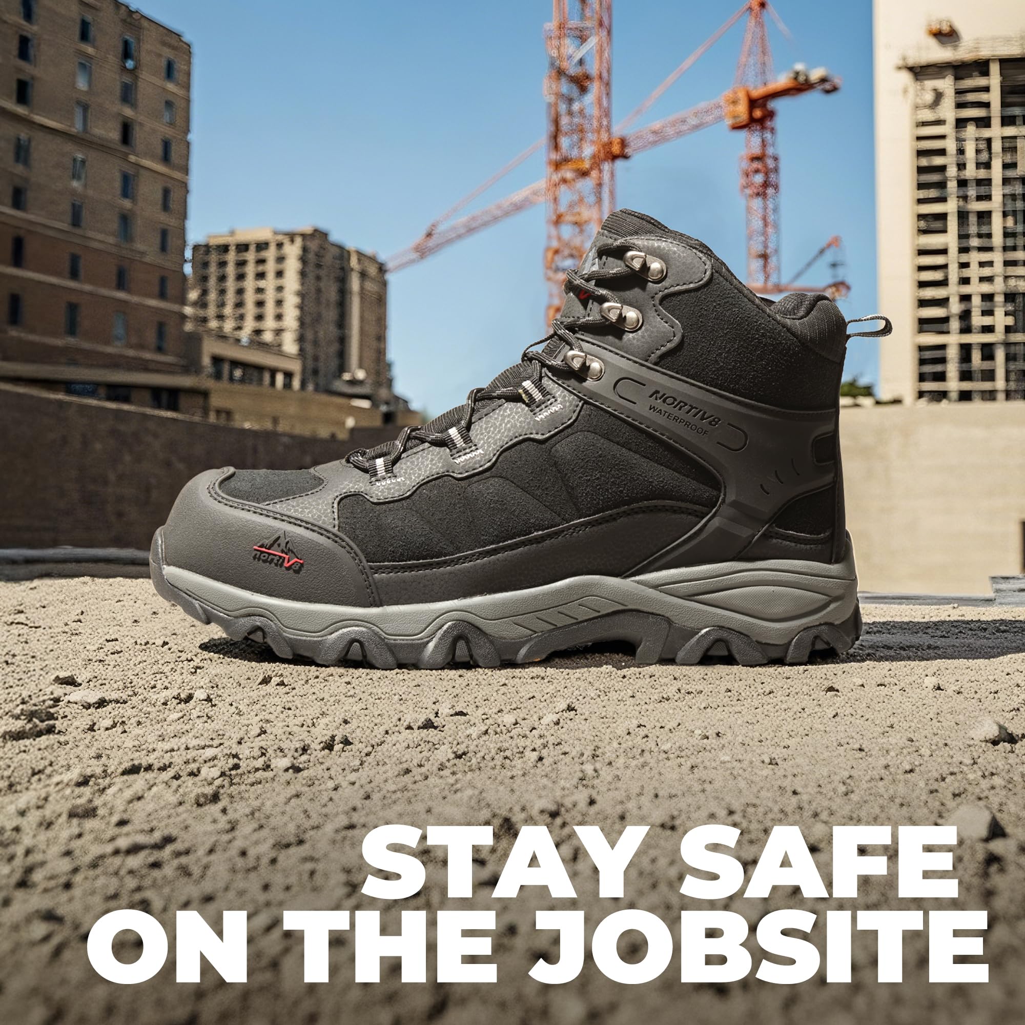 NORTIV 8 Waterproof Steel Toe Boots for Men Slip Resistant Safety Industrial Boots Paladin-Steel - Image 8