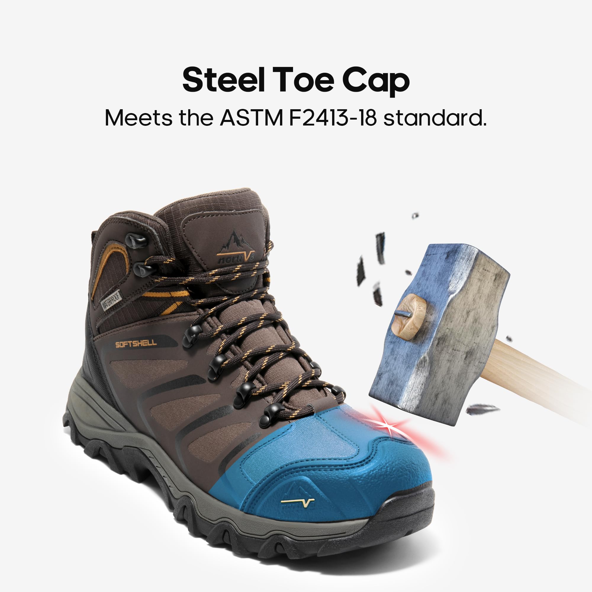 NORTIV 8 Waterproof Work Boots for Men Steel Toe Safety Construction Boots ARMADILLO-STL - Image 4