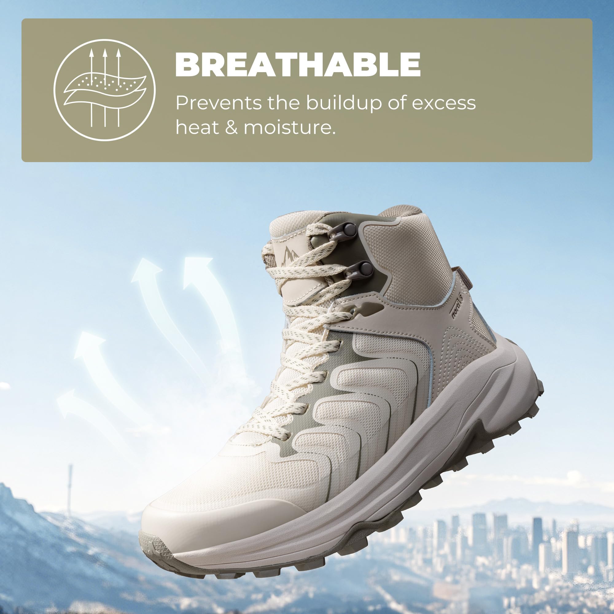 NORTIV 8 Women's Hiking Boots Waterproof with Arch Support Sneakers Walking Outdoor Comfortable Lightweight Boot Echo Mid - Image 3