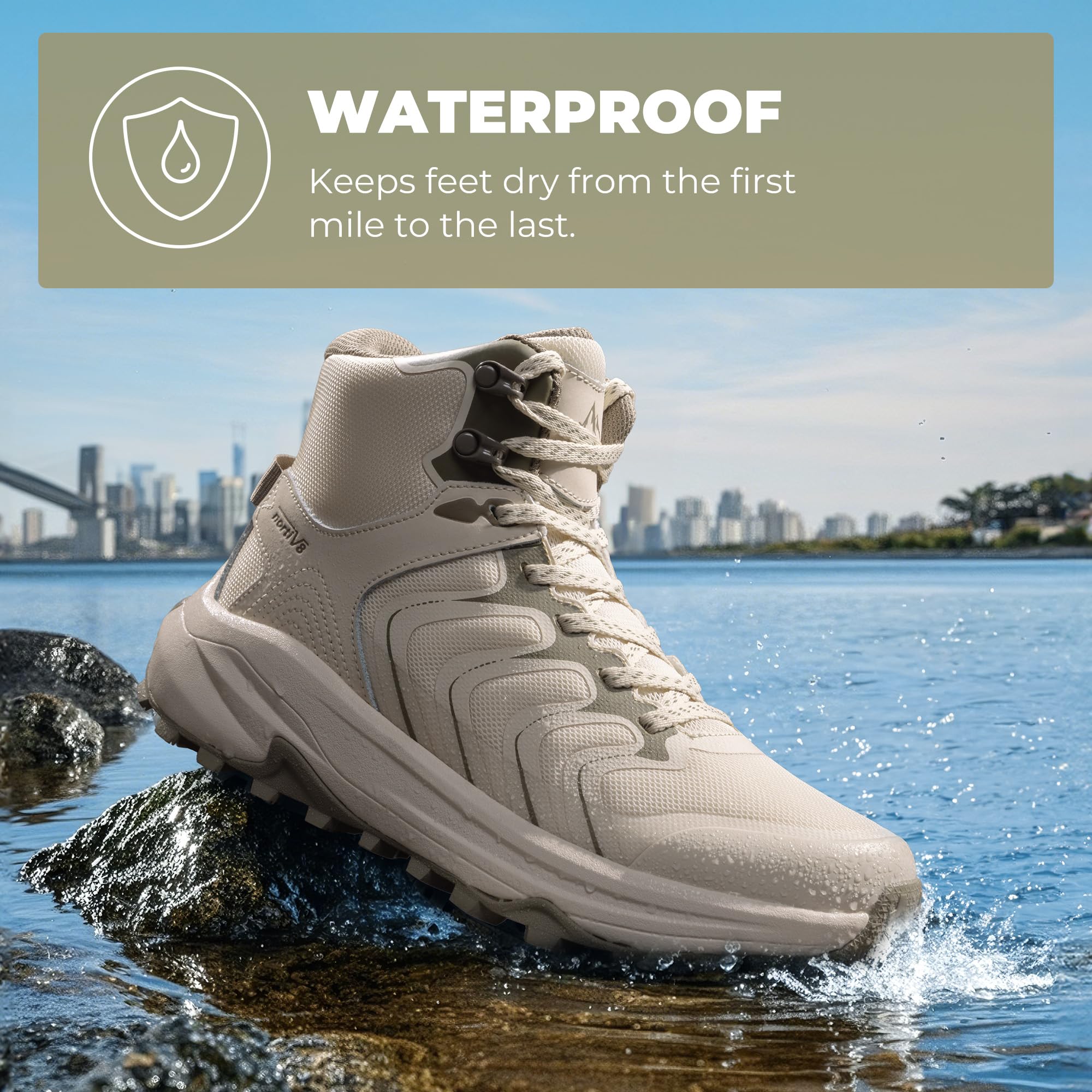 NORTIV 8 Women's Hiking Boots Waterproof with Arch Support Sneakers Walking Outdoor Comfortable Lightweight Boot Echo Mid - Image 5