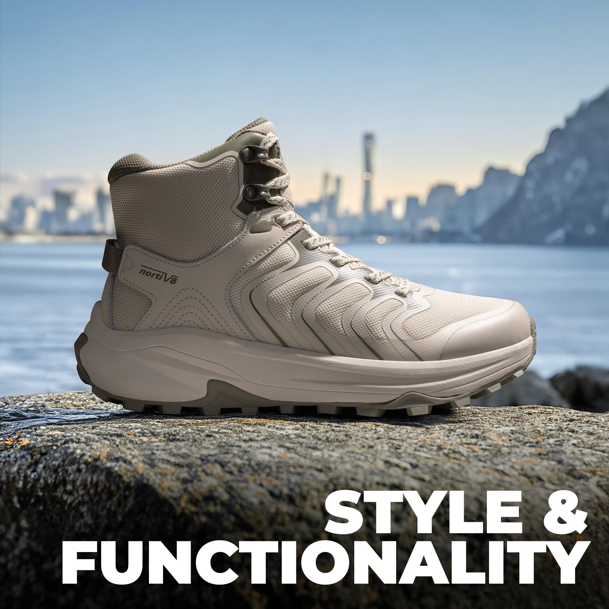 NORTIV 8 Women's Hiking Boots Waterproof with Arch Support Sneakers Walking Outdoor Comfortable Lightweight Boot Echo Mid - Image 8