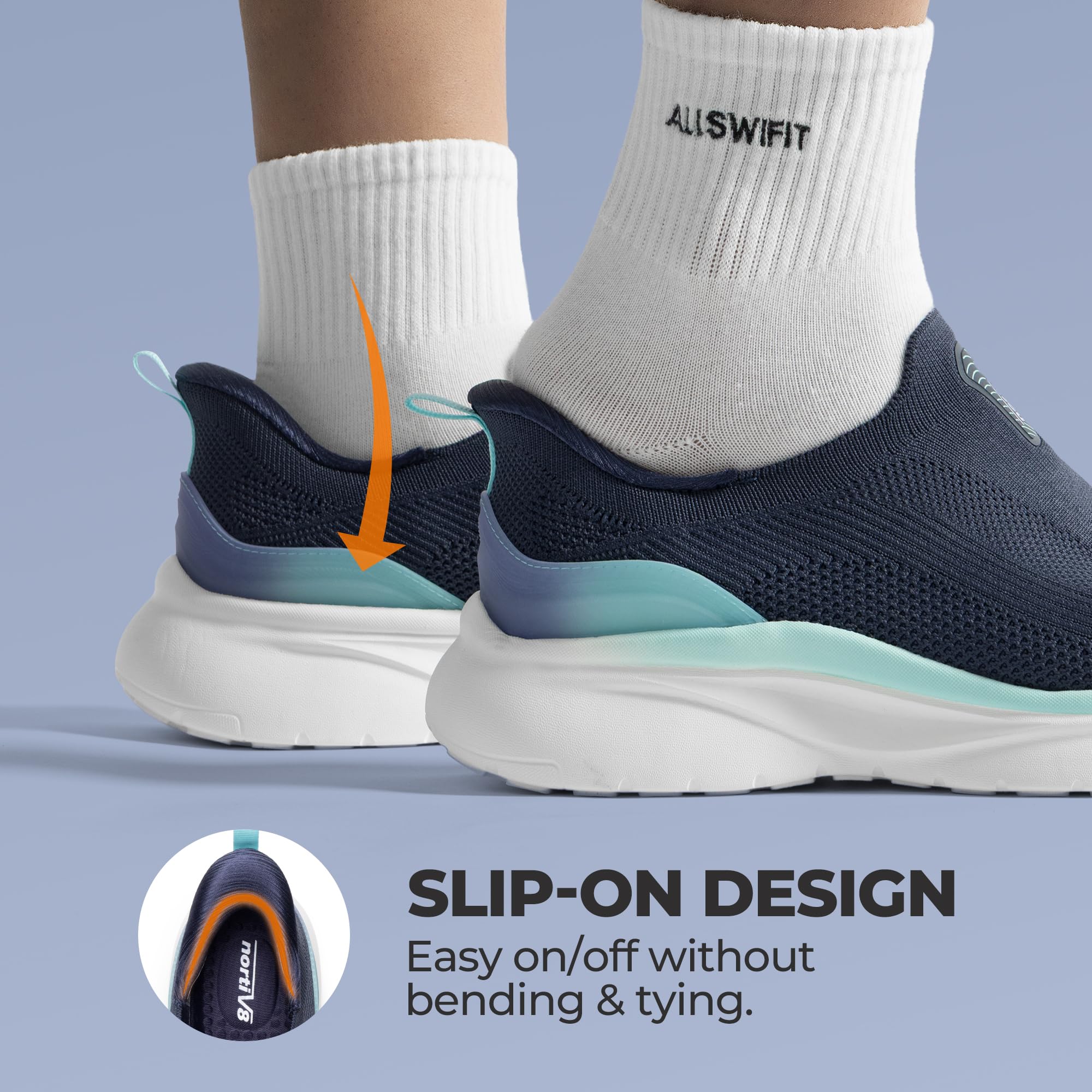 NORTIV 8 Women's Slip on Walking Shoes Hands Free Non-Slip Lightweight Gym Workout Casual Comfort Breathable Running Tennis SwiftSleek Fashion Sneakers - Image 3