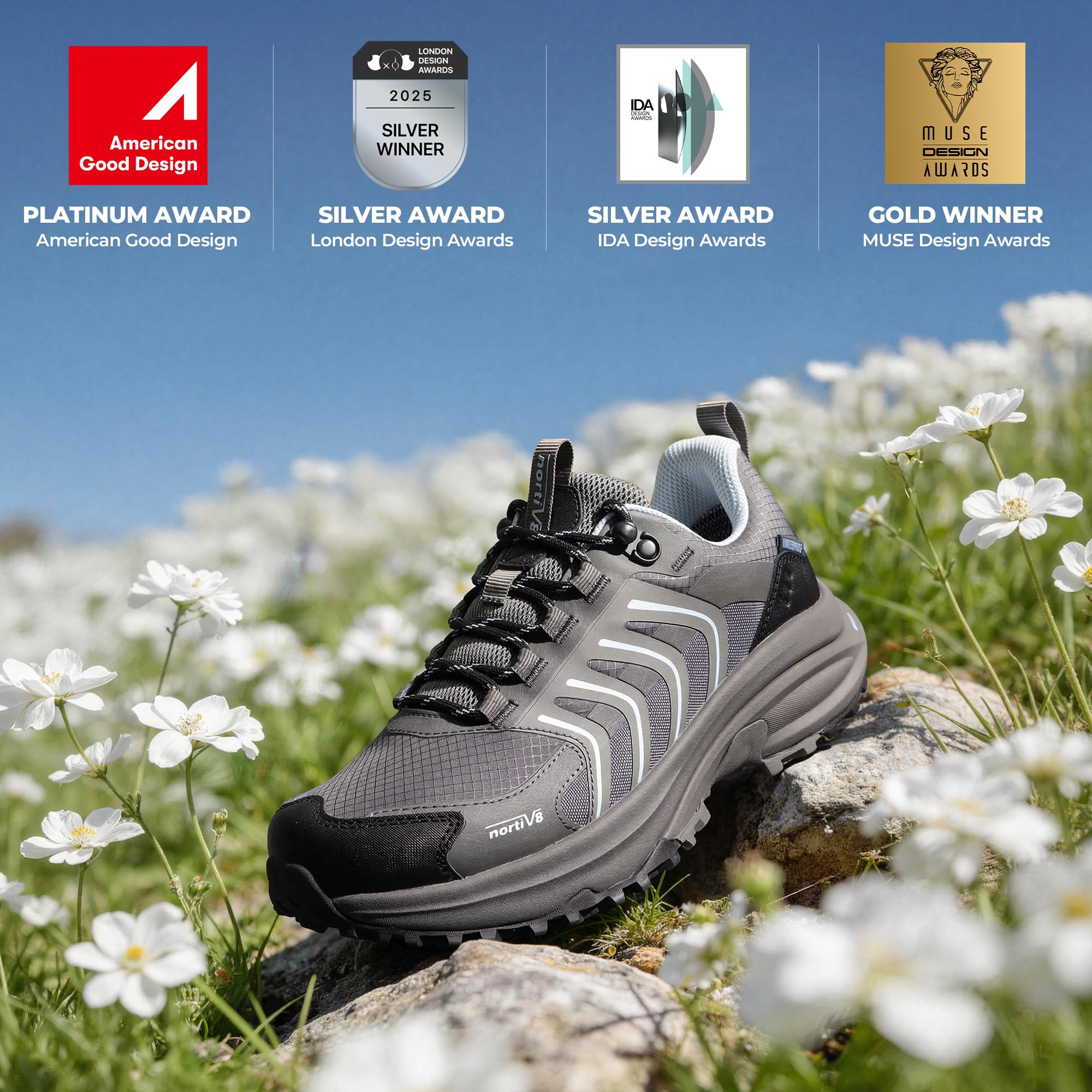 NORTIV 8 Women's Waterproof Hiking Shoes Lightweight for Walking All Day Comfort Non-Slip Outdoor Trekking Camping Climbing Fashion Sneakers Armadillo FieldLite - Image 5