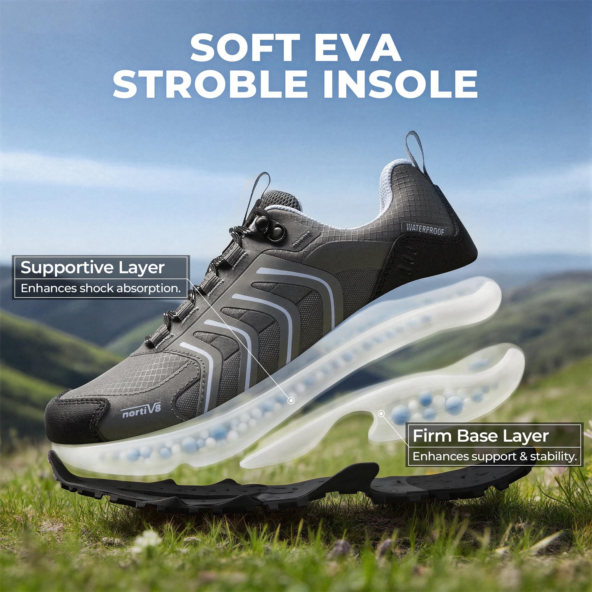NORTIV 8 Women's Waterproof Hiking Shoes Lightweight for Walking All Day Comfort Non-Slip Outdoor Trekking Camping Climbing Fashion Sneakers Armadillo FieldLite - Image 6
